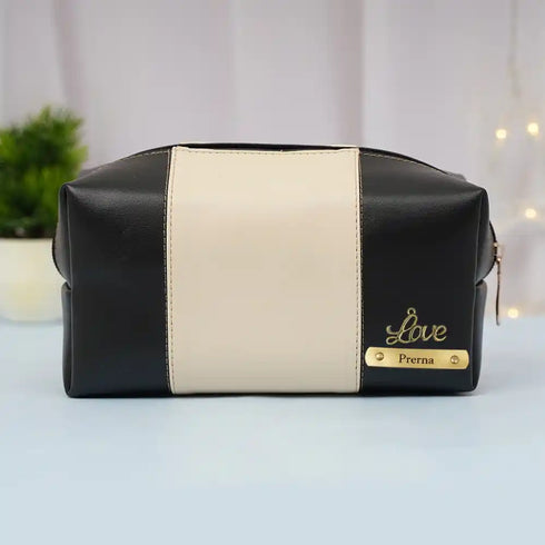 Personalized PU Box Pouch with Charm - Black